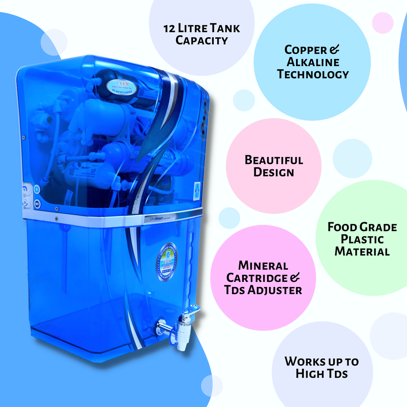 E.F.M Alpha 12 L RO+UV+UF+TDS+MINERAL+ALK+COPPER RO Water Purifier (Blue)