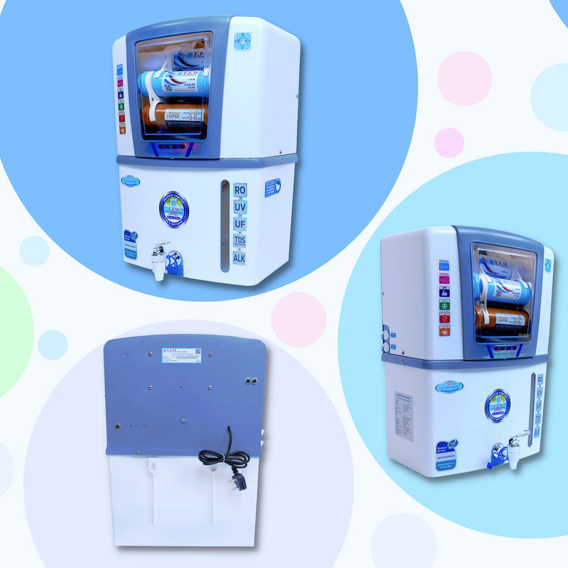 E.F.M Alkalina 12 L RO+UV+UF+TDS+MINERAL+ALK+COPPER RO Water Purifier (White Grey)