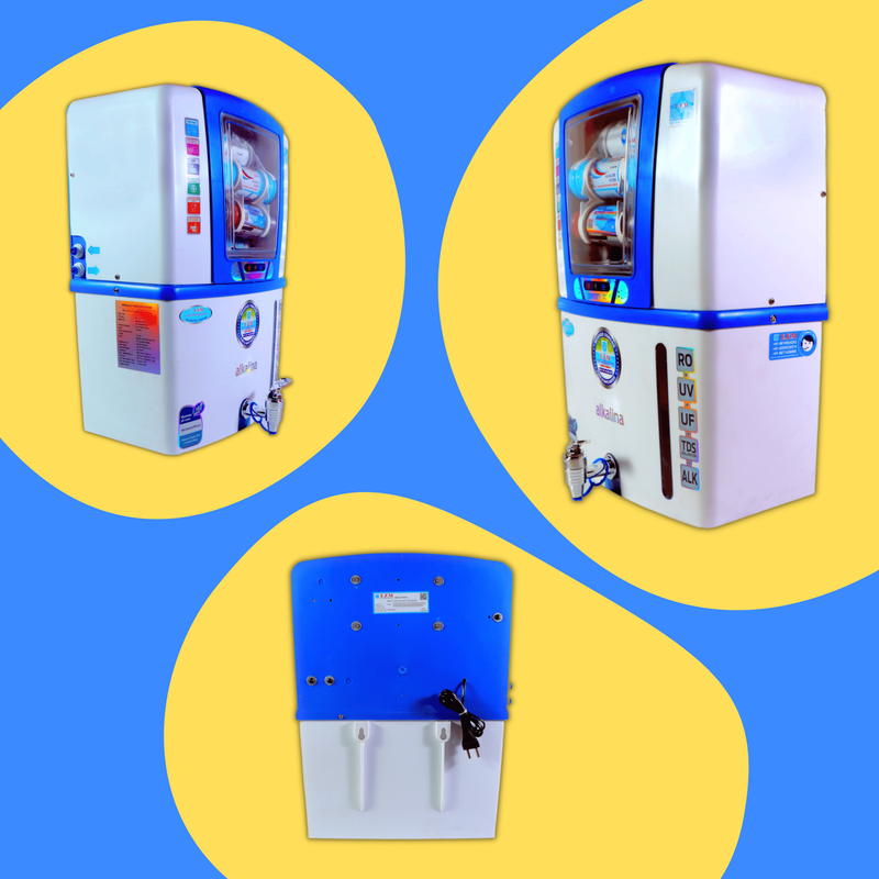 E.F.M Alkalina 12 L RO+UV+UF+TDS+MINERAL+ALK+COPPER RO Water Purifier (White::Blue)
