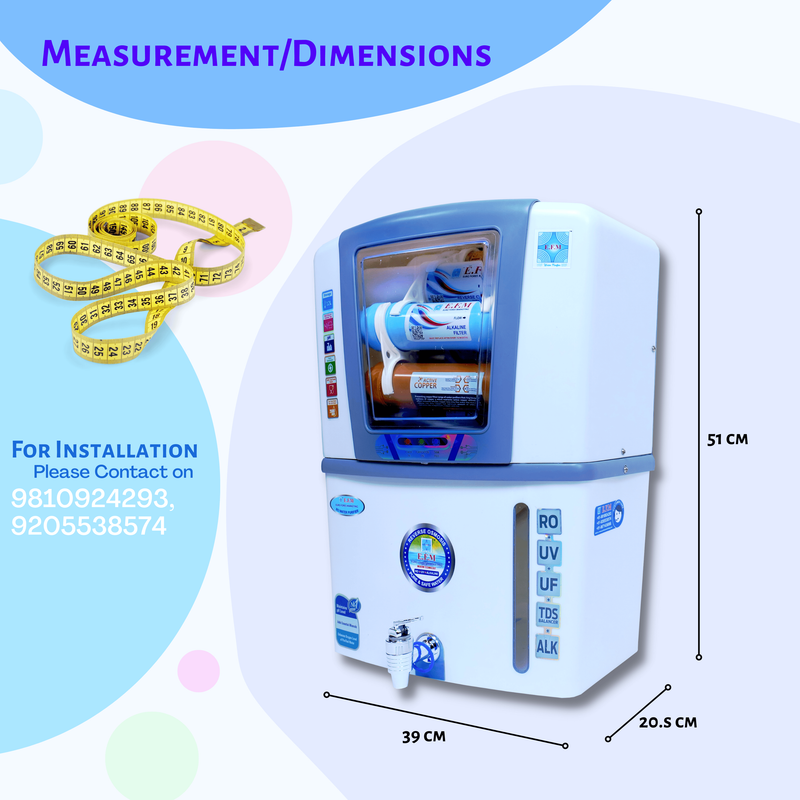 E.F.M Alkalina 12 L RO+UV+UF+TDS+MINERAL+ALK+COPPER RO Water Purifier (White Grey)