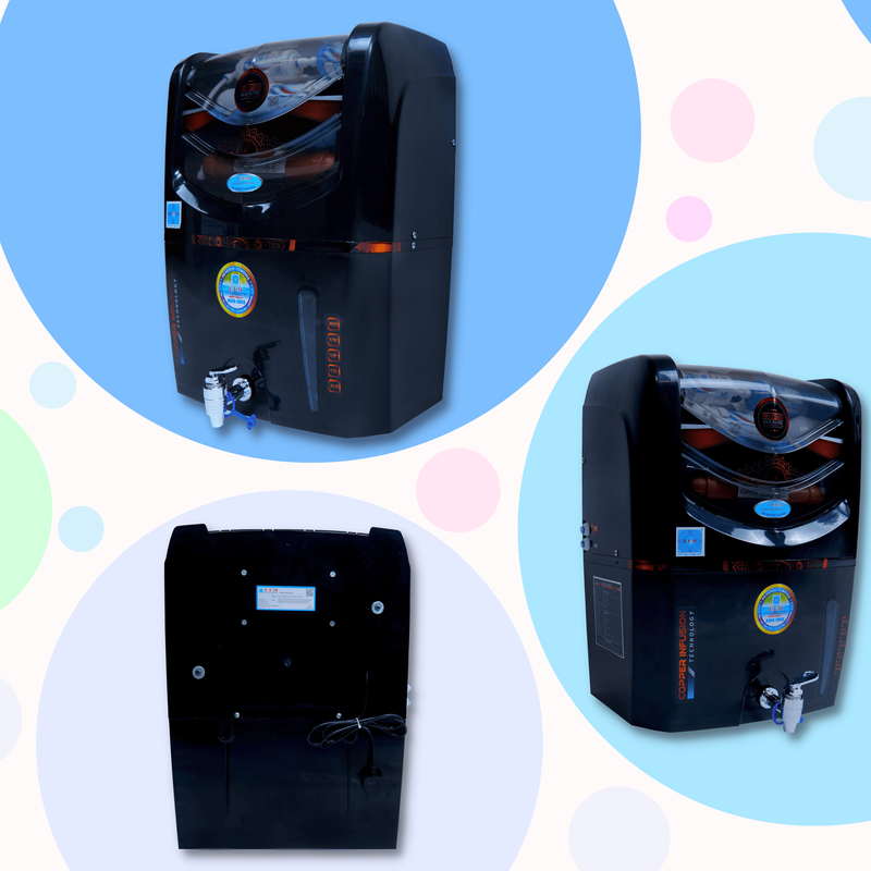 E.F.M Dark Crux 15 L RO+UV+UF+TDS+MINERAL+ALK+COPPER RO Water Purifier (Black)