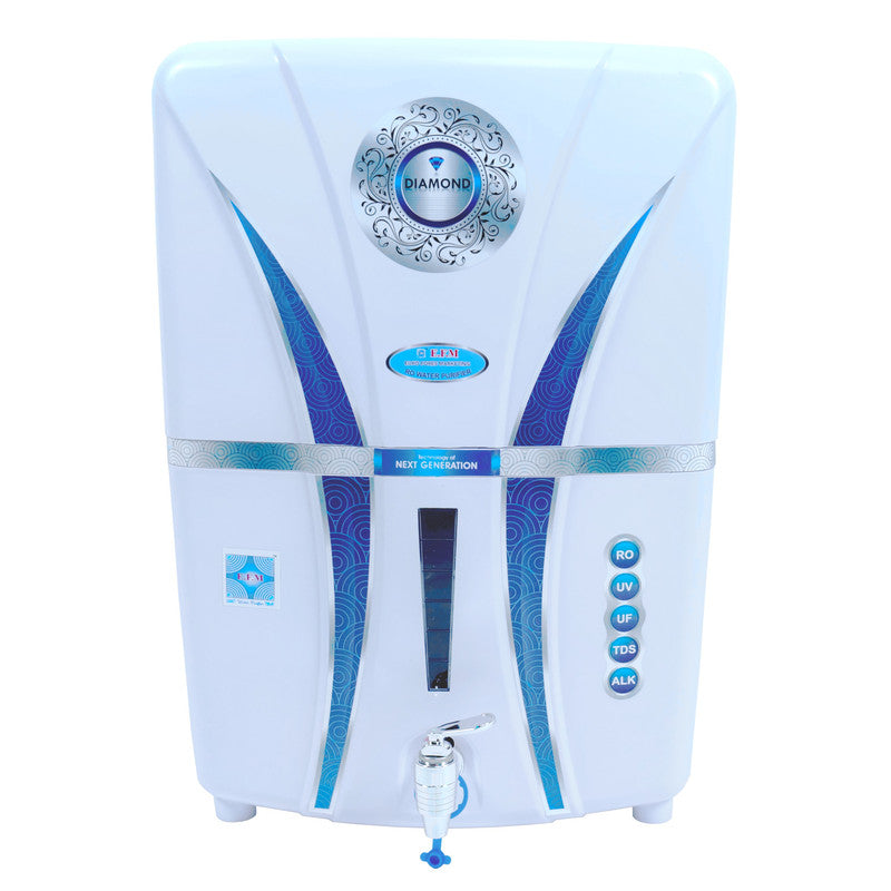 E.F.M White Diamond 12 L RO+UV+UF+TDS+MINERAL+ALK RO Water Purifier (White)
