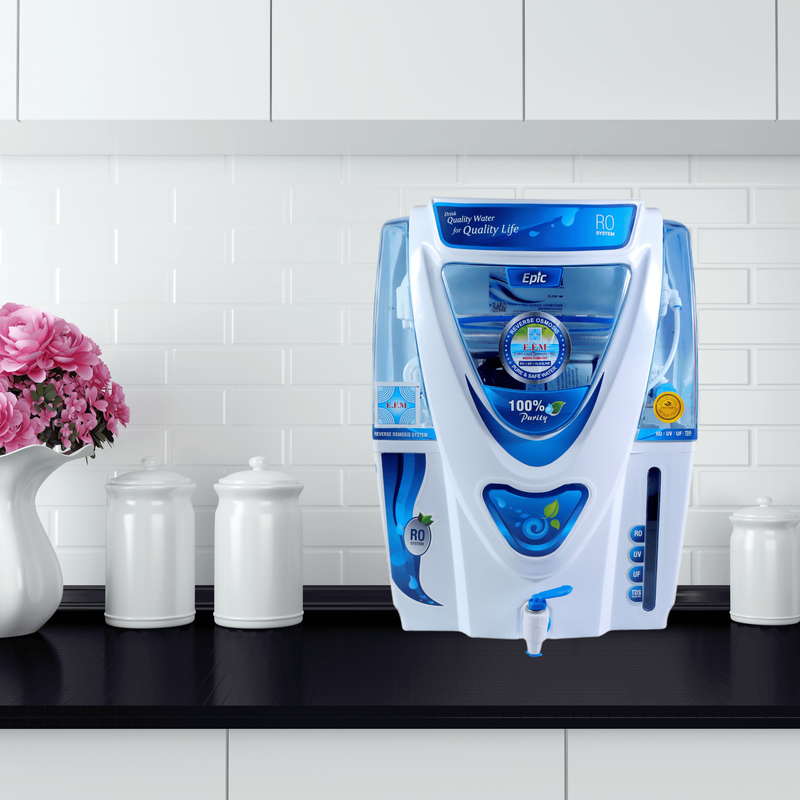 E.F.M Epic 12 L RO+UV+UF+TDS+MINERAL+ALK  RO Water Purifier (White)