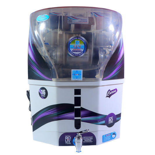 E.F.M Open Curve 16 L RO+UV+UF+TDS+MINERAL+ALK+COPPER  RO Water Purifier (White)