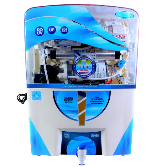 E.F.M Lotus 10 L RO+UV+UF+TDS+MINERAL RO Water Purifier (White)