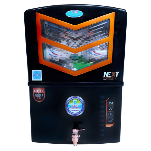 E.F.M Seven 12 L RO+UV+UF+TDS+MINERAL+ALK+COPPER  RO Water Purifier (Black)