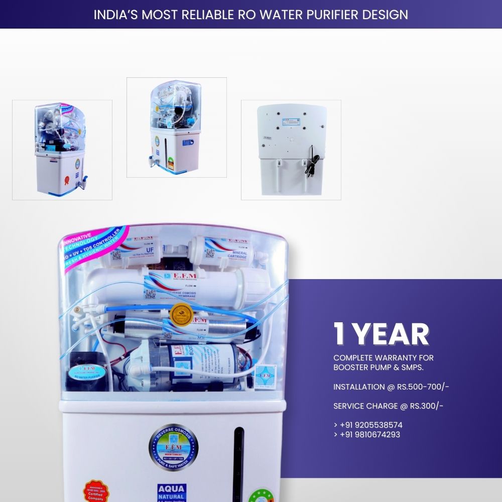 E.F.M Kenta Pro 10 L RO+UV+UF+TDS+MINERAL RO Water Purifier (White)
